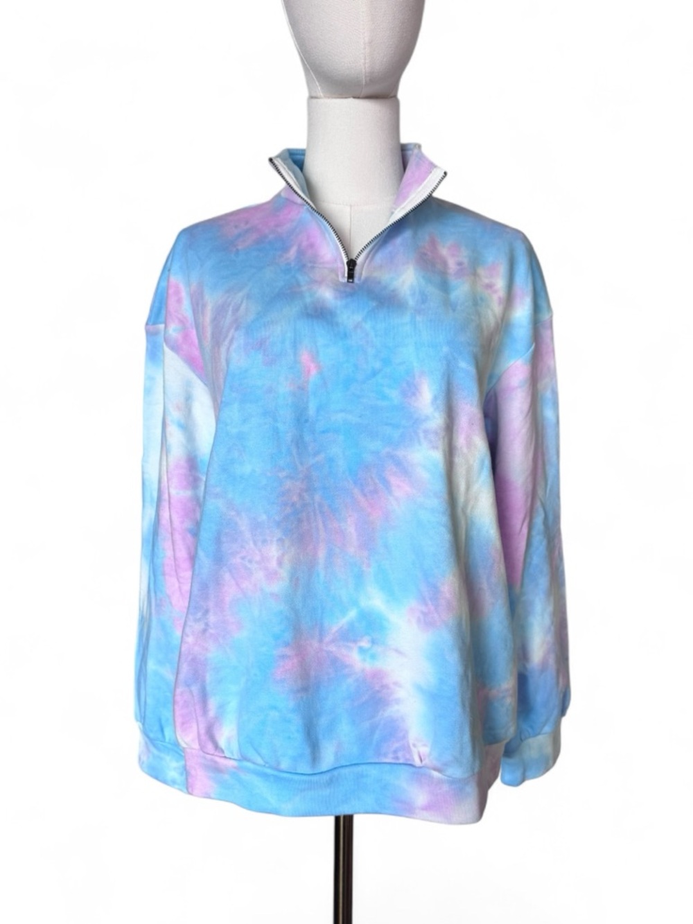 Pastel Tie-Dye Cotton Quarter-Zip Pullover  Size Small
